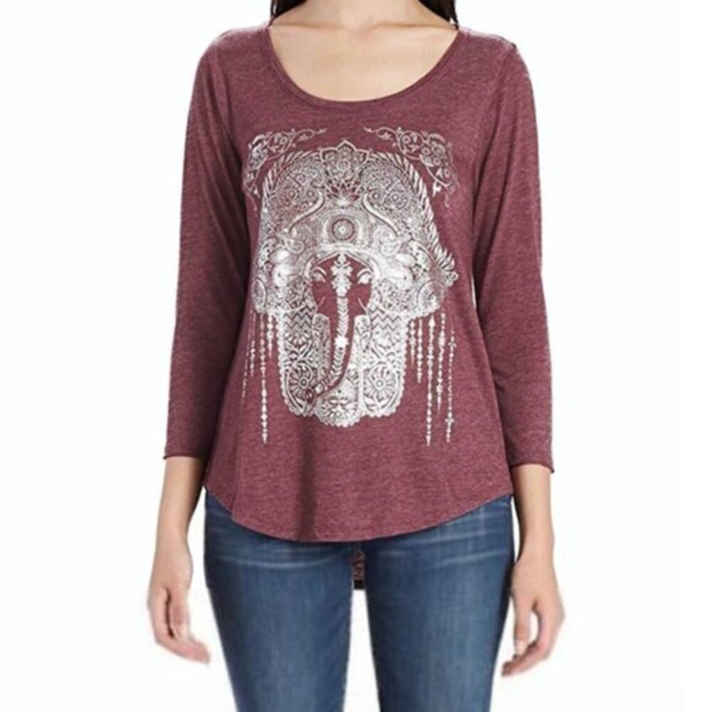 Lucky Brand Elephant Hamsa Print Tee - sz XL